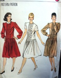 8392 VOGUE LO WAIST SHORT - LONG SLEEVE FLARE PLEAT DRESS PATTERN 12